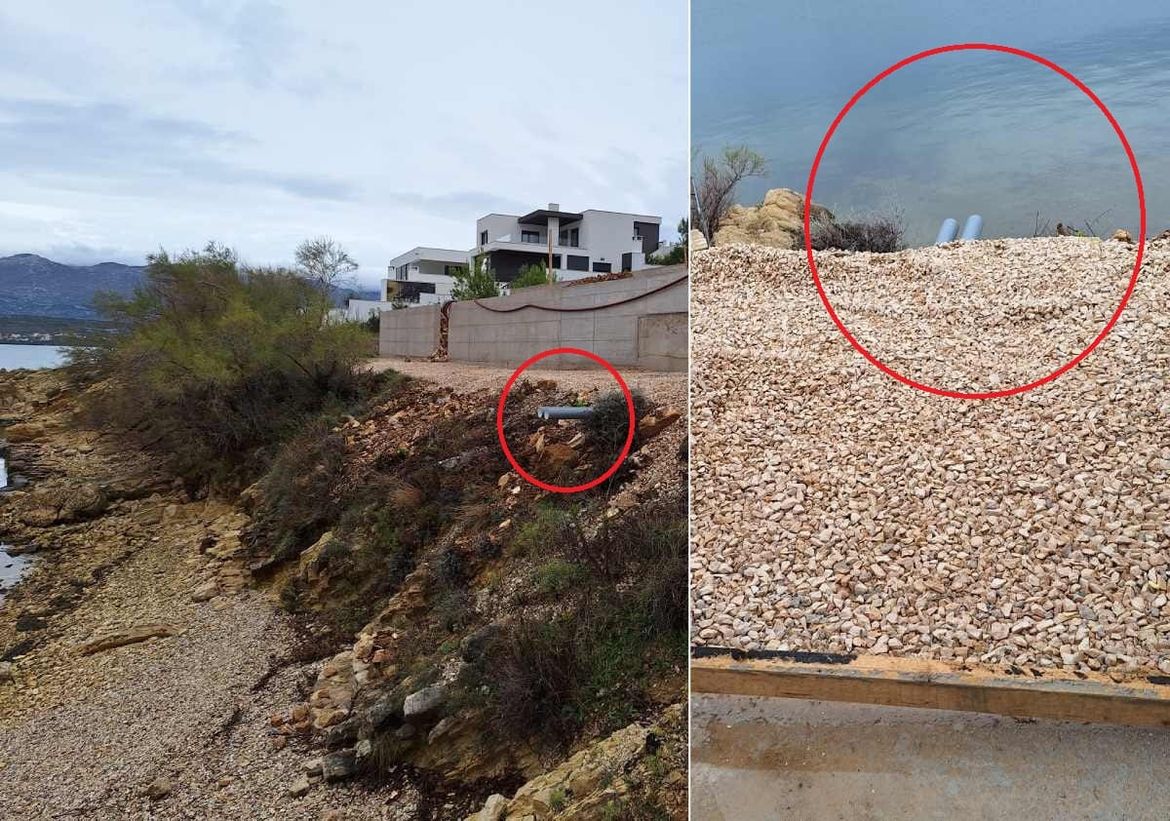 PRVI RED DO GOVNA - U Novigradu dalmatinskom sve fekalije iz novih vikendica i kemikalije iz bazena cijevima doslovno izvoze u more!