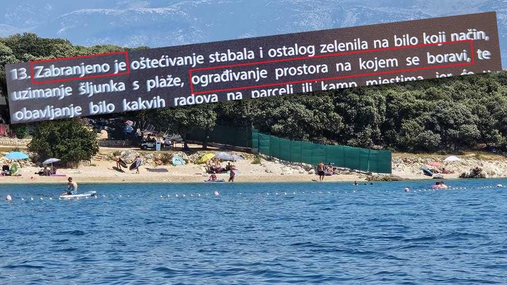 Licemjerni kućni red kampa koji je ogradom okupirao pomorsko dobro: "Zabranjeno ograđivanje prostora na kojem se boravi"