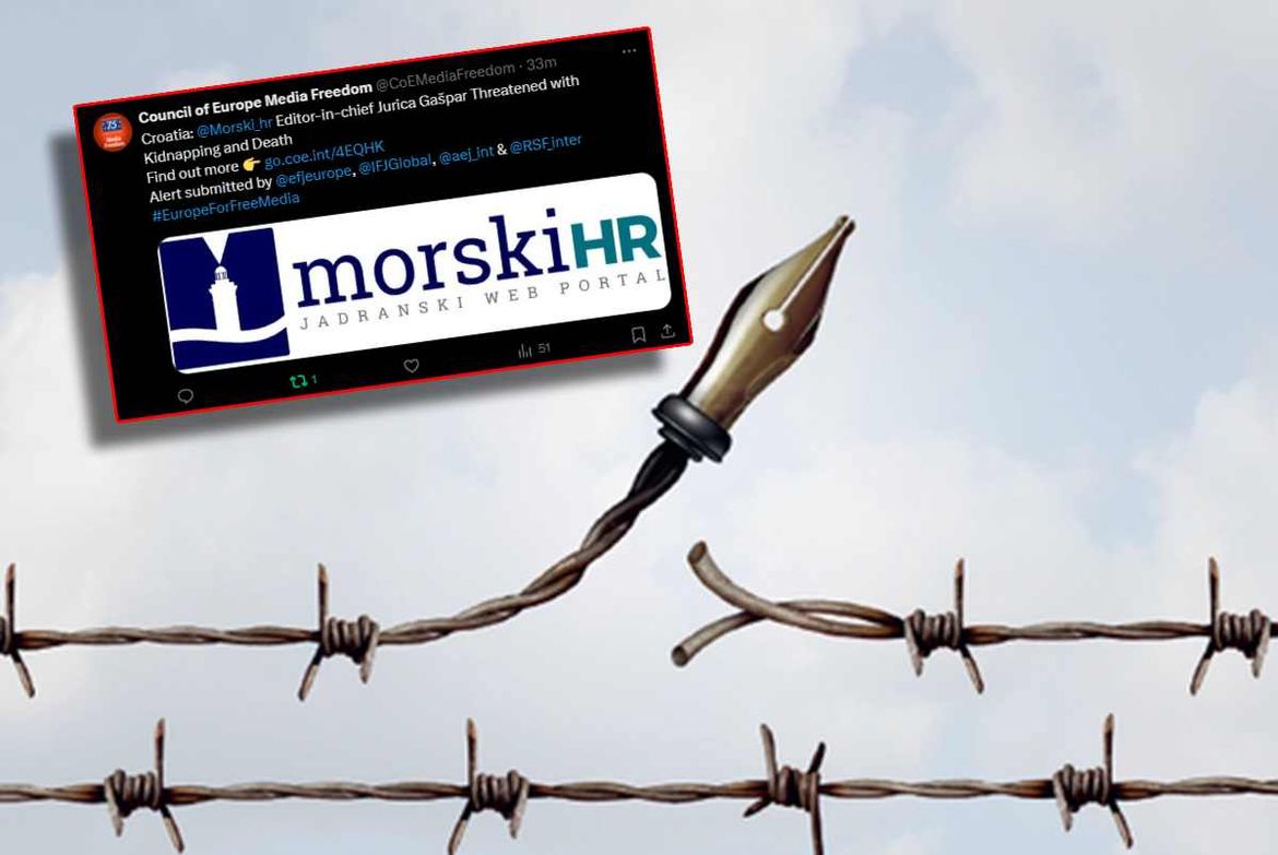 Vijeće Europe za medijske slobode objavilo: "Tražimo osudu i kažnjavanje počinitelja prijetnji novinarima Morskog HR!"