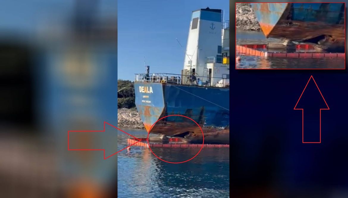 EKSKLUZIVNE SNIMKE POTPUNE NEBRIGE Ogromna rupa na brodu Deala koji je devet mjeseci nasukan ispred Raškog zaljeva!