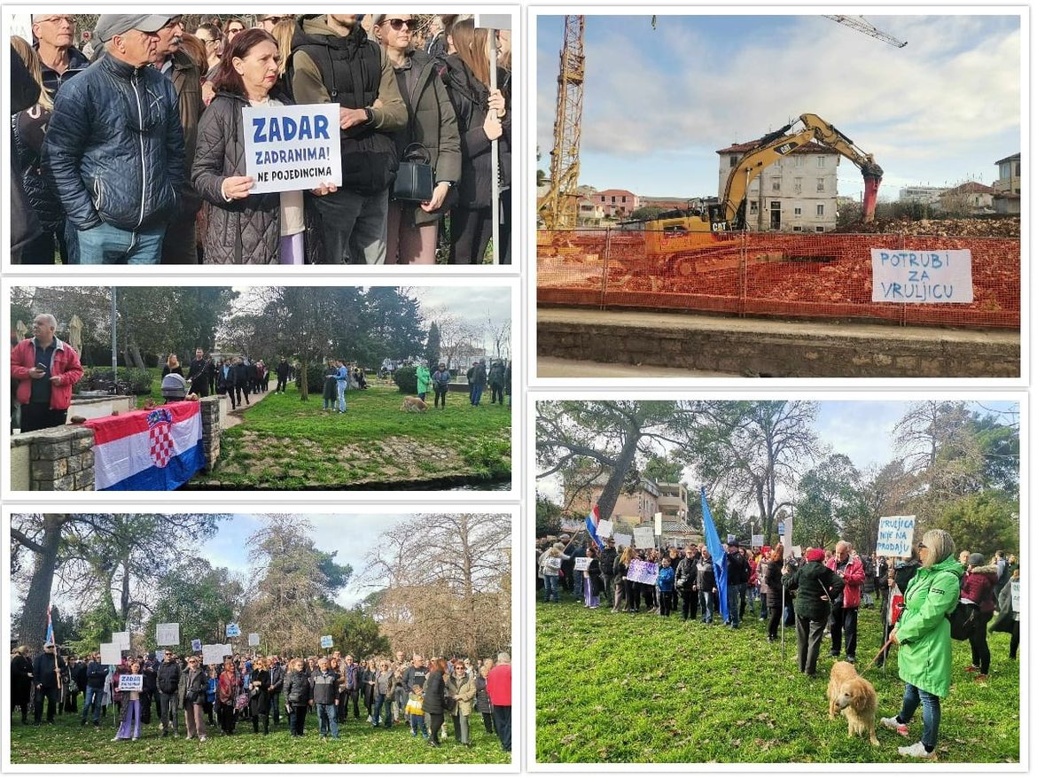 ZADRANI USTALI PROTIV BETONIRANJA: "Ne uništavajte Zadar", "Kako vas nije sram?" "Jude", "Zločinci", "Prokleti kapital i HDZ"