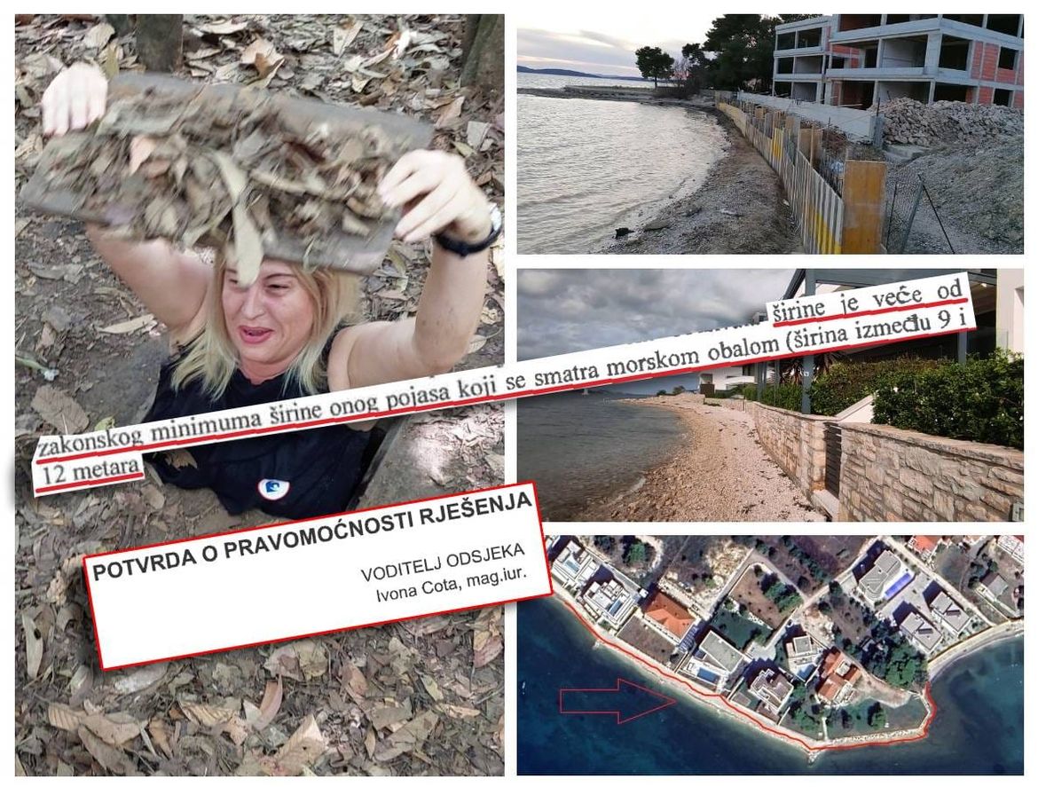 Granice pomorskog dobra u Sukošanu ispred novoizgrađenih vila, potvrđivala friško uhićena za primanje mita Ivona Cota i njena prijateljica i USKOK-ova svjedokinja