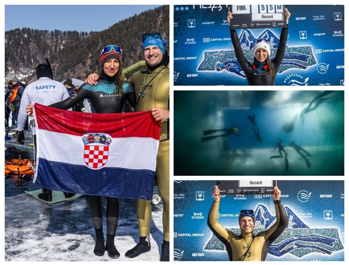 FOTO Hrvatski ronioci na dah Sanda Delija i Vitomir Maričić iz Sibira se u Hrvatsku vraćaju s rekordima