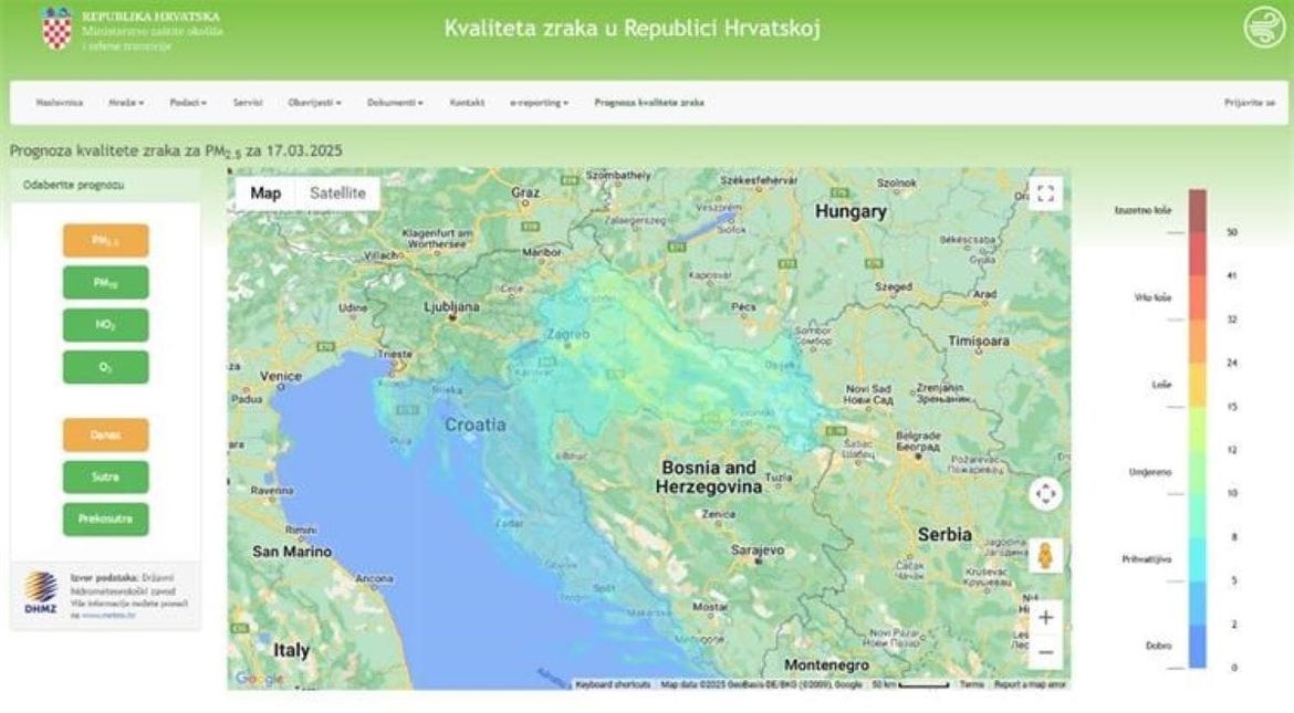 KAKO DIŠEMO? Na portalu "Kvaliteta zraka u Republici Hrvatskoj" odsad dostupna trodnevna prognoza