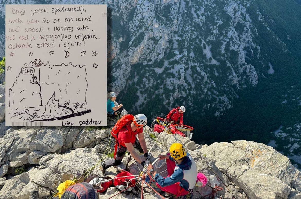 Zadarski HGSS-ovci dobili dirljivu zahvalu od planinara koje su izvukli usred noći sa strme stijene