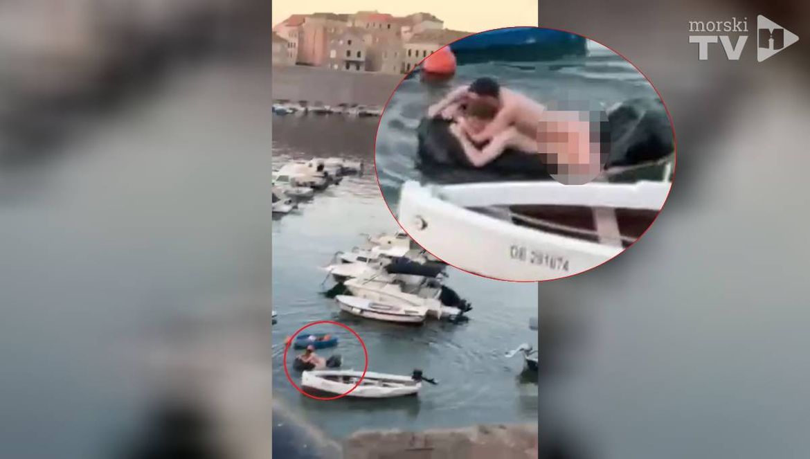 VIDEO Dva muškarca općila na madracu usred dubrovačke gradske luke!