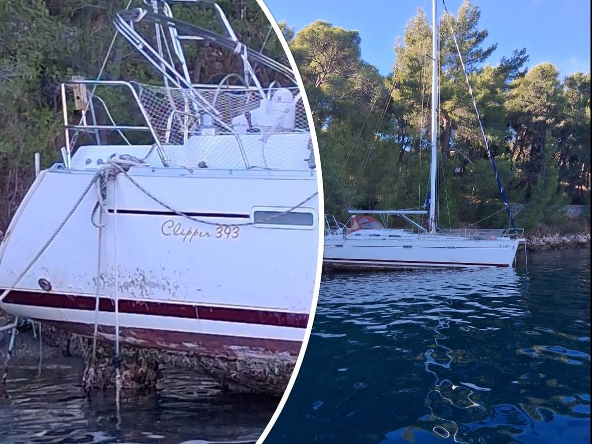 FOTO Nemarni vlasnik ostavio jedrilicu: "Godinama usidrena kod Milne, odolijevala je, ali je posljednja bura bacila u plićak"