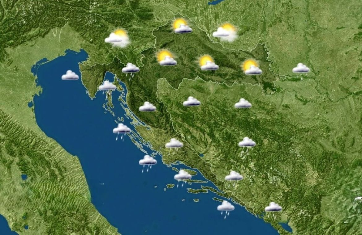 U četvrtak kiša, osobito na južnom dijelu Jadrana