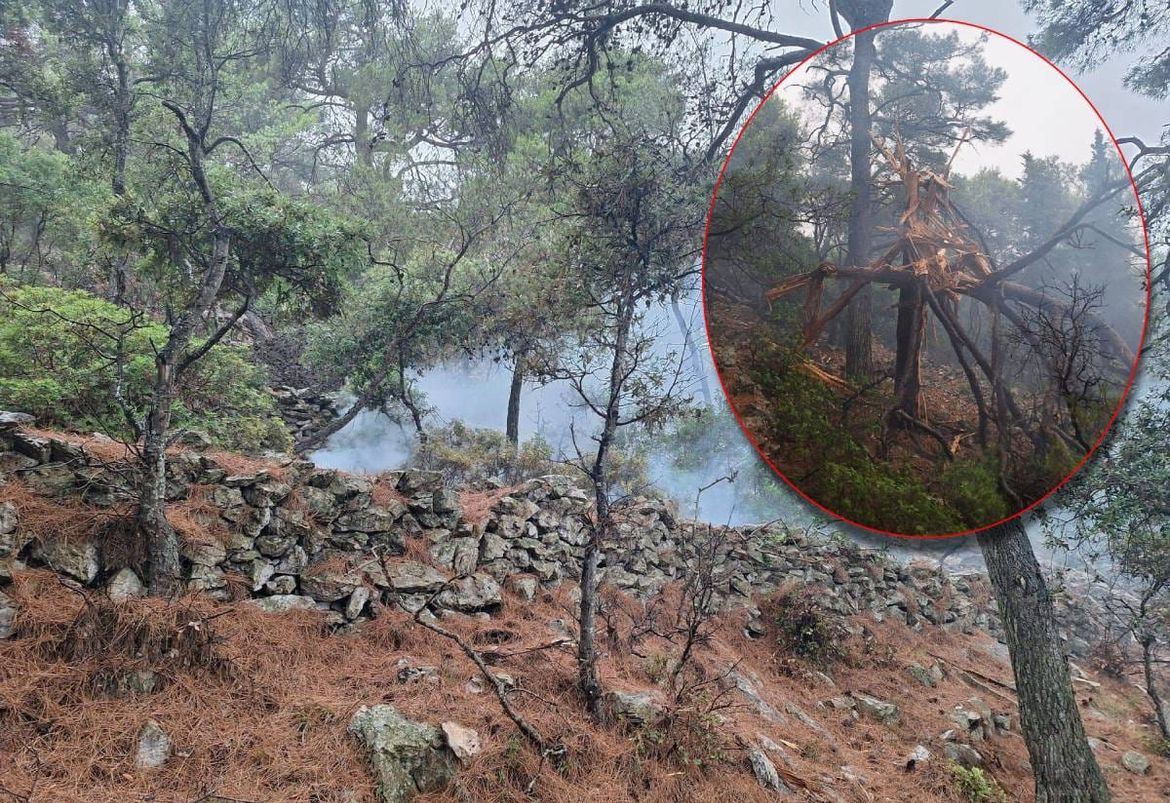 MUNJEVITA REAKCIJA LOŠINJSKIH VATROGASACA: Grom izazvao šumski požar između Velog Lošinja i brda Sv. Ivan