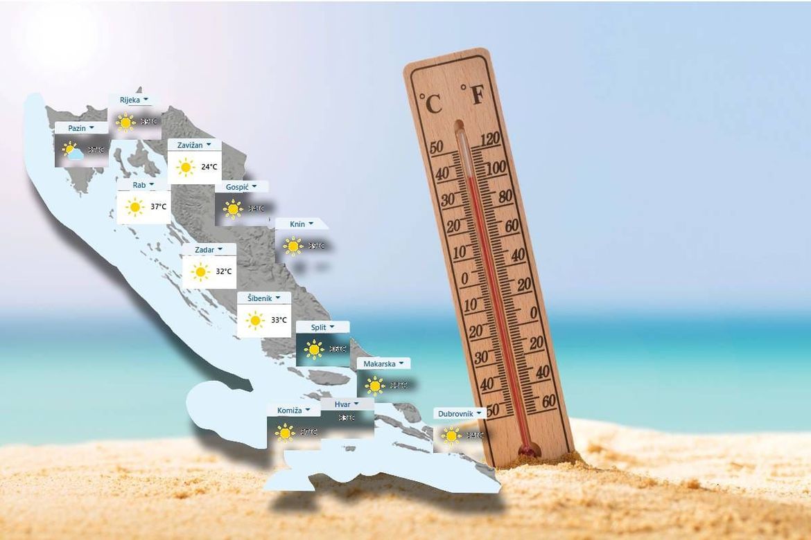 PAKLENA NEDJELJA NA JADRANU Rijeka se prži na povijesnih 39,3 °C, upaljen crveni alarm za cijelu obalu!