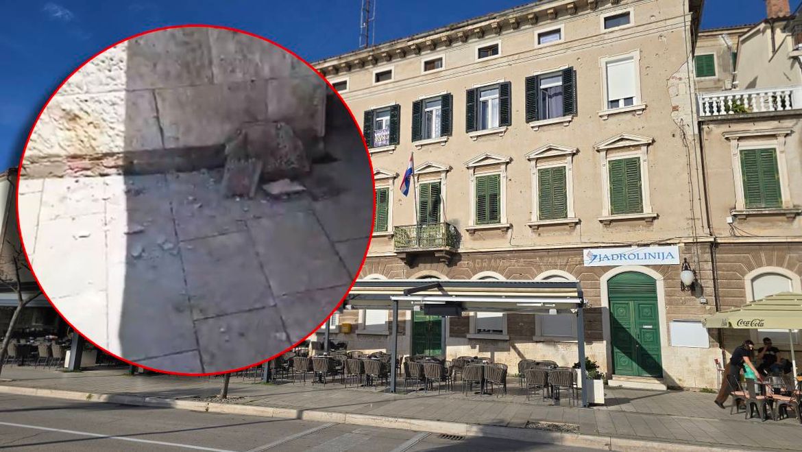 FASADA PALA NA ŠTEKAT RESTORANA Za dlaku izbjegnuta tragedija na šibenskoj rivi: "Zgrada oštećena u ratu počela se urušavati!"