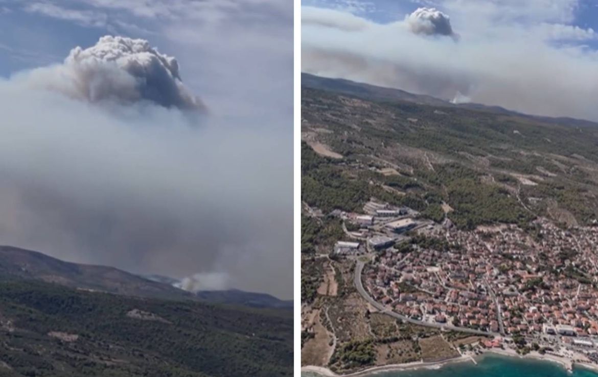 GUSTI DIV NAD OTOKOM Požar na Braču stvorio i  ogroman gusti oblak: "On može dodatno utjecati na ponašanje požara"