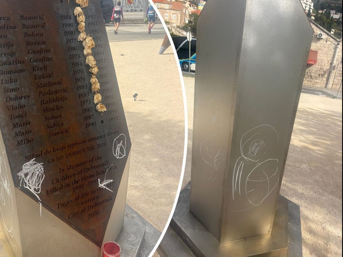 VANDALIZAM U DUBROVNIKU Išarana spomen-ploča za 15 djece poginule u Domovinskom ratu