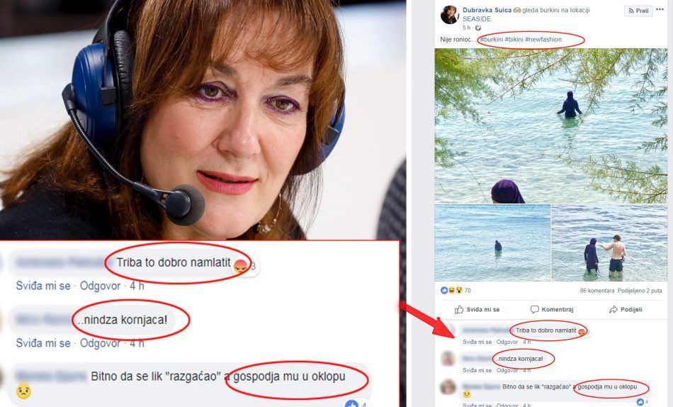 Dubravka Šuica se narugala ženi na plaži u burkiniju. Komentari: “Triba to dobro namlatit”