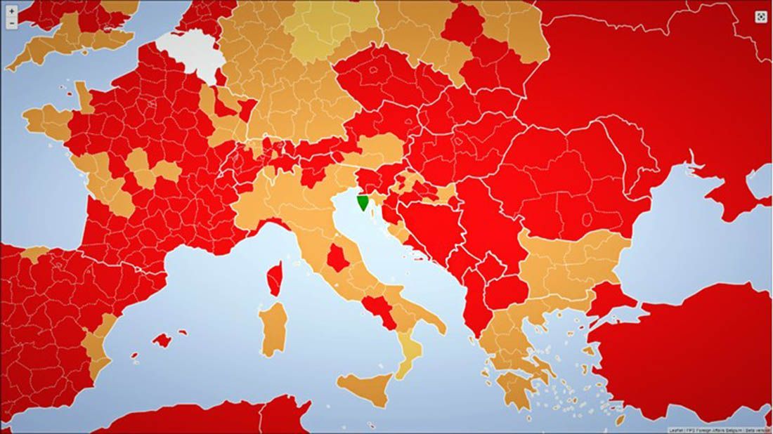 Objavljena nova covid-karta Europe, Istra jedina zelena regija!