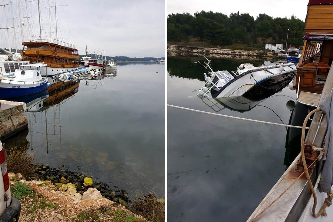 Potonuo katamaran Mislav ispred šibenske luke – Kapetanija na terenu, postavljaju se brane