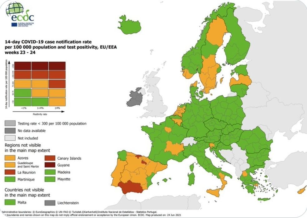 Hrvatska od sinoć zelena na europskoj covid-karti