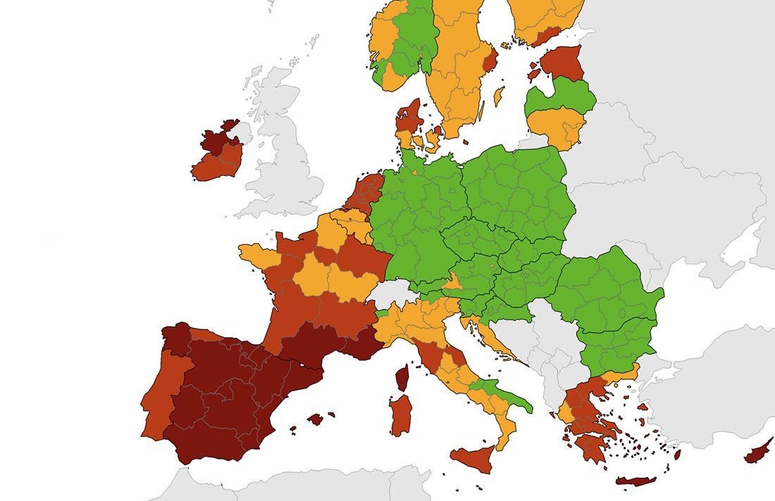 NOVA KORONA-KARTA EUROPE Hrvatska obala i dalje u narančastom