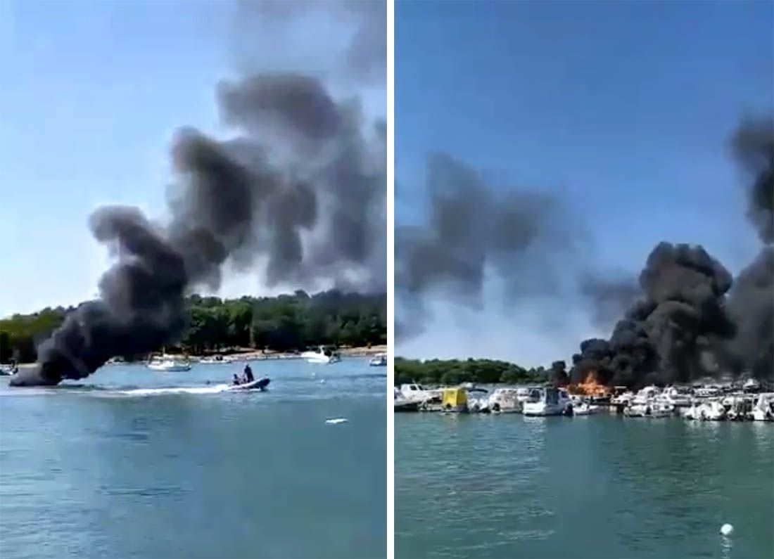 VIDEO: GORE GLISERI Više plovila u plamenu na rivi u Medulinu!