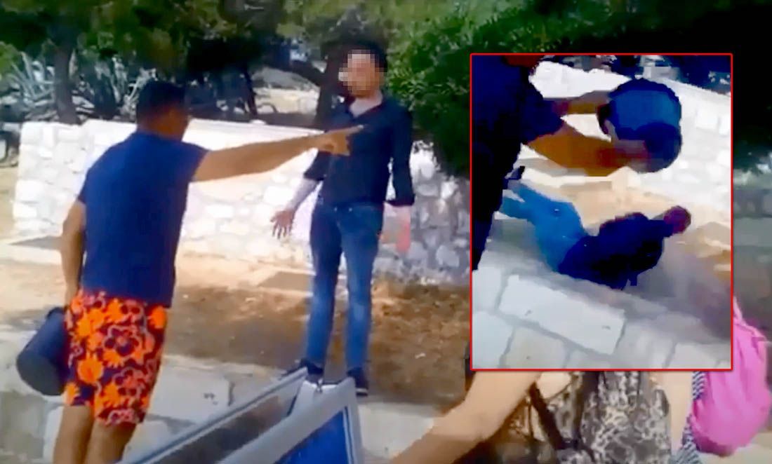 SRAMOTNA SCENA S HVARA Otočanin turista koji je odmarao na zidiću zalio kantom vode!