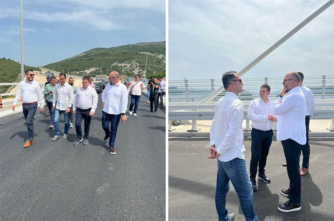 Ministar Butković obišao Pelješki most: “Ostaje još 8 km obilaznice stona i spoj na državnu cestu D8”