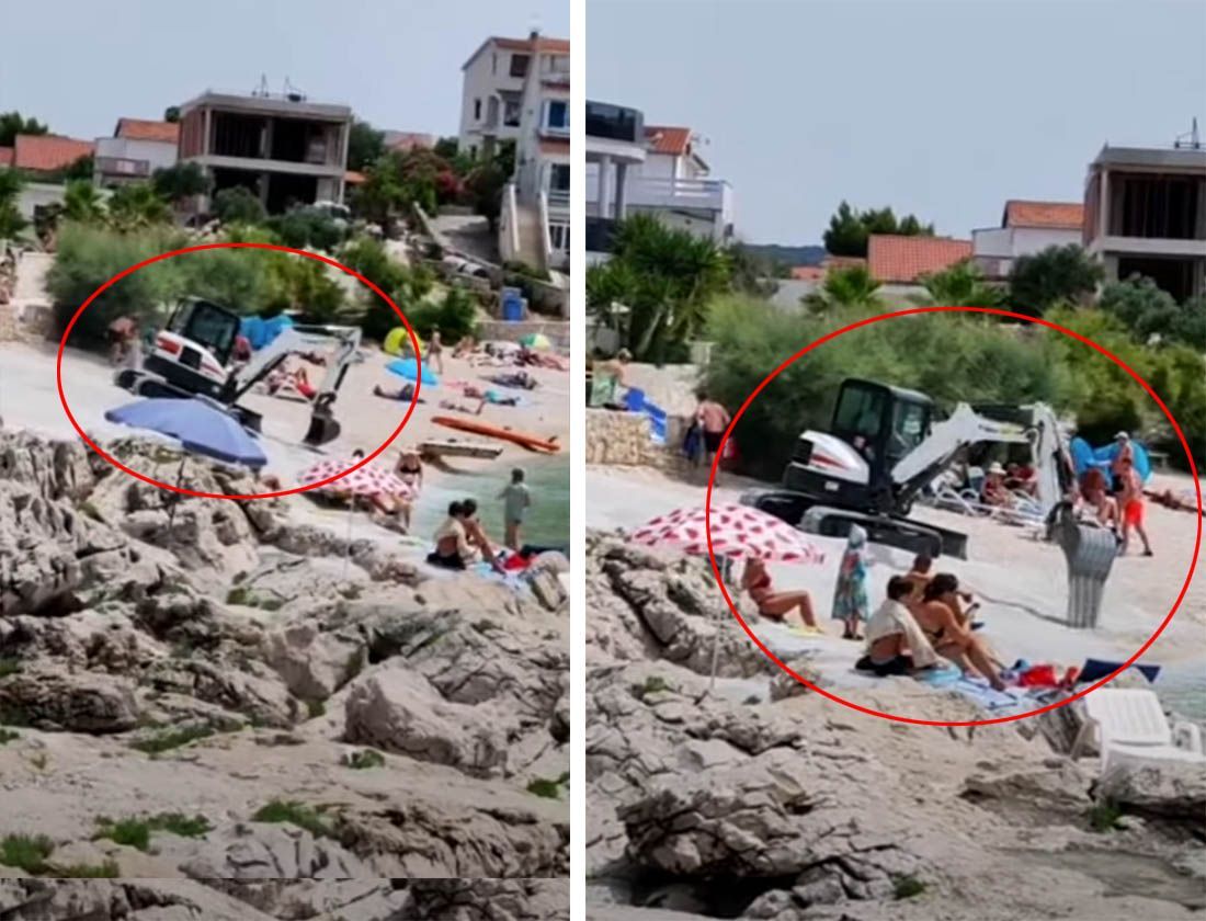TURIZAM U DALMACIJI Bager uletio usred plaže krcate turistima i počeo razmještati žalo!