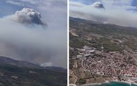 GUSTI DIV NAD OTOKOM Požar na Braču stvorio i  ogroman gusti oblak: "On može dodatno utjecati na ponašanje požara"