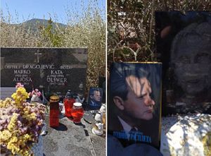 SRAMOTNO Srbijanski promotor Aleksandra Vučića na Oliverov grob ostavio knjigu o Miloševiću