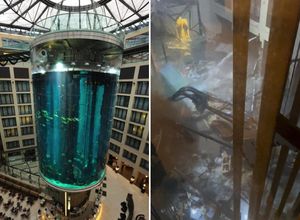 VIDEO Eksplodirao golemi akvarij u Berlinu, milijun litara vode odjednom se našlo na cesti