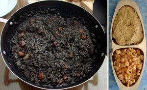 JEDNOSTAVNI DOMAĆI RECEPTI Crni rižot od sipe, frigani repići kozica i domaća riblja pašteta