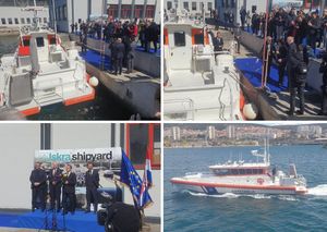 FOTO/VIDEO Beroš prerezao vrpcu pa prvi zaplovio brodom za hitne intervencije - Kuma se namučila oko krštenja