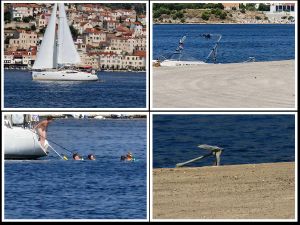 FOTO Na sred plovnog puta ispred Šibenika se odlučili kupati, a drugi se na rivu prikačiše - sidrom!