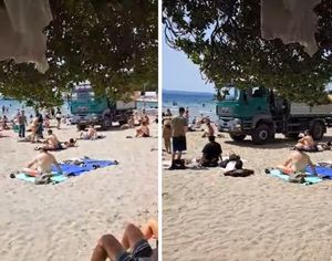 VIDEO Kupači se morali sklanjati kamionu na krcatoj splitskoj plaži