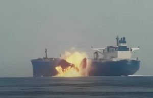 DRAMATIČNE SNIMKE! Napadnut tanker u Crvenom moru, posada pokušavala pogoditi besposadni gliser pun eksploziva dok juri prema njima...