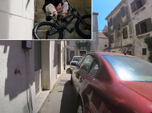 Poludio u Kaštelima, bacio bicikl na vozilo žene pa nastavio po njemu udarati!