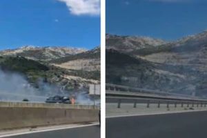 Zbog požara na vozilu prekinut promet na brzoj cesti Split - Solin
