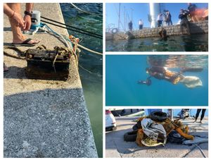 AKUMULATORI, AUTO-GUME, PLASTIKA... Iz podmorja marine u Šimunima izvađene dvije palete otpada