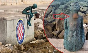 DNO DNA Netko se olakšao na skulpturu ribiča u Hvaru