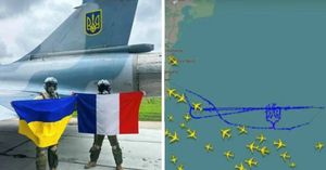 Francuski pilot iznad Crnog mora zrakoplovom iscrtao ukrajinski grb