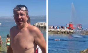 SPLIT - SUPETAR Stipe Lukšić upravo je preplivao Brački kanal i poslao važnu poruku