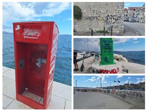 LOKALNA SRAMOTA Samo tri godine stara luka u Kaštel Starom već izgleda kao zapišani javni wc: "Ustaški grafiti na 7 milijuna eura vrijednom projektu"