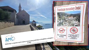 Franjevci protuzakonito brane letenje dronom i tjeraju novinare s javnog puta kod samostana na Pelješcu: "To je za naše goste i privatno - Ako vi dođete, doći će onda stotinu Čeha i Poljaka..."