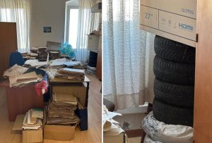 FOTO Ovako izgleda katastar u Korčuli usred radnog dana: "Skladište za gume, zastava, vjetar nosi dokumente, a nikog nema u uredu, danima..."