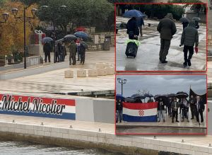 BRAČANI IH IZIGNORIRALI Par kišobrana (od čega jedan crveni)  na prosvjedu ekstremne desnice u Supetru