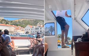 Turisti snimili skipera koji taksi brod s Hvara vozi - nogom!