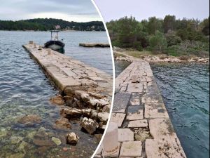 NOVAC JE OSIGURAN Obnavlja se dotrajalo pristanište na otoku Koludarcu