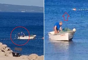 VRHUNAC BEZOBRAZLUKA NA PLAŽI Ograda kod Dugog Rata postavljena prije dva dana, a ribar je već prerezao – evo kako bez srama ugrožava kupače!