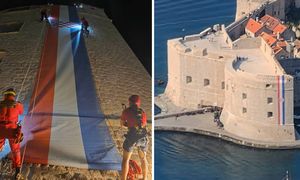 HGSS u Dubrovniku razvio veliku hrvatsku zastavu na tvrđavi sv. Ivana: "Ponosno pod hrvatskom zastavom"