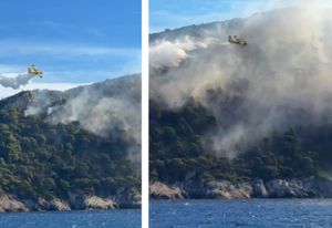 VIDEO Pogledajte borbu kanadera s burom na Jakljanu - Vatrogasci gase na nemogućem terenu nepristupačnog otoka