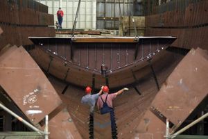 BRODOSPLIT Polaganje kobilice novog broda Hrvatske ratne mornarice